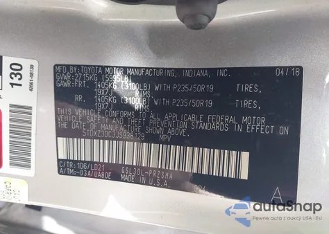 2018 Toyota Sienna Se 8 Passenger from USA, damaged, VIN 5TDXZ3DC3JS938129